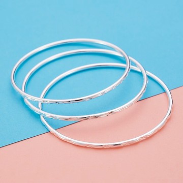 銀手鐲女9999純銀年輕款細圈單環滿天星足銀手環鐲送女友生日禮物