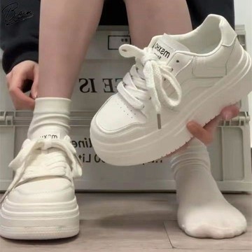 女鞋 平底鞋女 增高鞋 休閒鞋小白鞋痞帥板鞋女爆款春季新款百搭厚底小白鞋女學生板鞋簡約透氣3/10