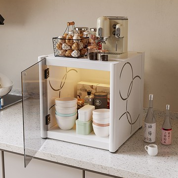 廚房置物架落地多層置物柜帶門多功能櫥柜碗筷盤碟鍋具電器儲物柜