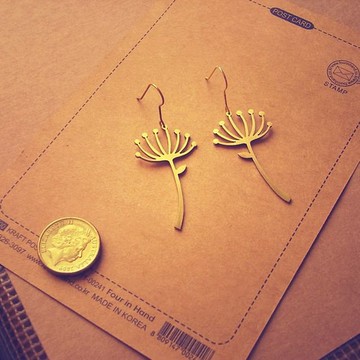 Dandelion brass earrings (Handmade)