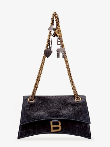 Leather shoulder bag with dirty effect and iconic metal logo - BALENCIAGA - gender_Woman