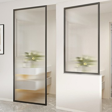 免運公司貨 開發票 簡約現代長虹玻璃衛生間隔斷正對入戶門屏風洗手臺不銹鋼鐵藝