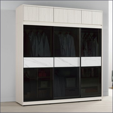 7尺被櫥式鋁框滑門衣櫥黑玻璃(衣櫥+被櫃) 收納衣櫃 拉門衣櫥【149B10726】Leader傢居館149-A212+A214+A210