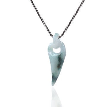 【無往不利】冰種飄藍花翡翠龍牙項鍊 | 天然緬甸玉翡翠A貨 |送禮