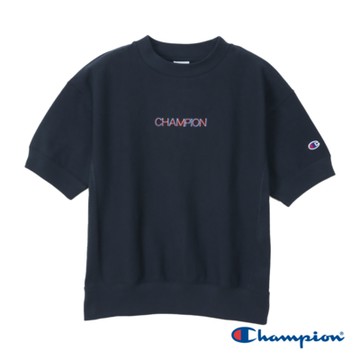 Champion 官方直營-REVERSE WEAVE系列 女款 細刺繡LOGO短TEE(藍)