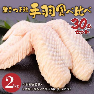 ふるさと納税 南九州市 黒さつま鶏手羽食べ比べ30本セット(約2kg)