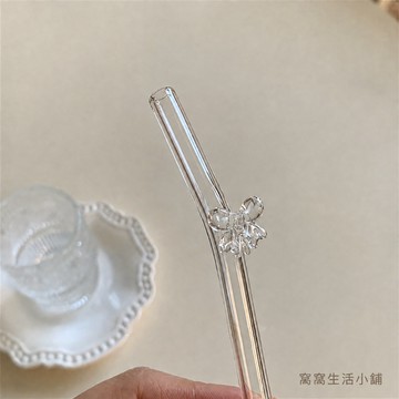 精致蝴蝶結玻璃透明吸管 玻璃吸管 ins玻璃吸管 高顏值環保吸管 飲料吸管 彎頭吸管 耐熱吸管