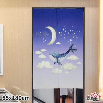 【傢飾美】精緻印花長門簾85x180cm(贈-門簾桿)