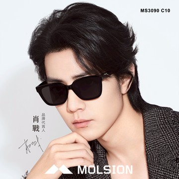 MOLSION 偏光太陽眼鏡 MS3090 C10 復古小方框 肖戰配戴款 - 金橘眼鏡
