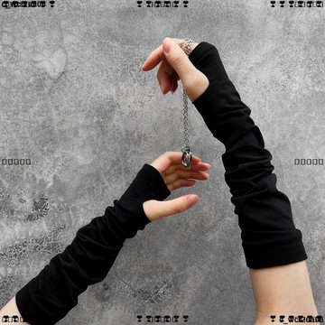 超實惠 九 袖套 手袖 防曬 手套 暗黑色山本半指袖套女ins潮朋克忍者手套冰袖防曬手袖男皮手環