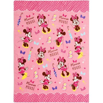 小禮堂 迪士尼 米妮 純棉浴巾 85x115cm (桃愛心款)