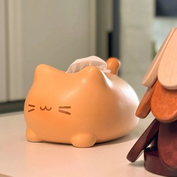 創意卡通烤面包小貓紙巾盒陶瓷抽紙盒子家用客廳茶幾桌面擺件