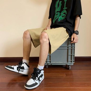 卡其色工裝短褲男夏季薄款五分褲美式復古運動褲男士休閑籃球中褲