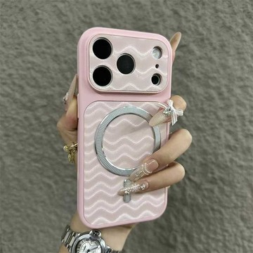 【秒變17Pro】水波漾紋 銀邊大視窗 磁吸充電 防摔殼 用於iPhone17 16 手機殼15 14 13 12 11
