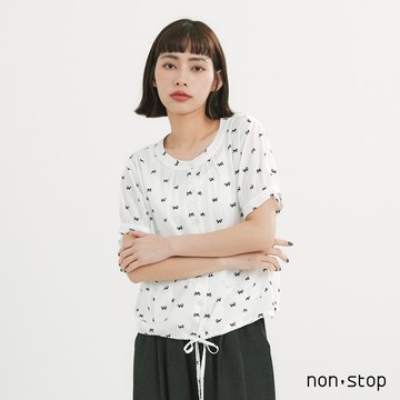 non-stop 甜美蝴蝶結印花綁帶上衣-2色