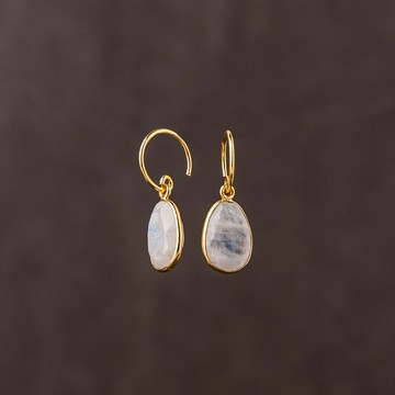 MUJA JUMA 水滴 |月亮石 | 925純銀鍍18K金|耳環