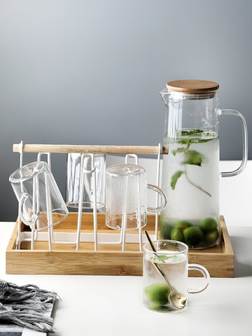 北歐ins風玻璃水壺耐熱防爆家用可加熱涼水壺大容量冷水壺涼水杯