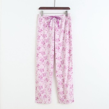 絨絨印花睡褲 女秋冬系帶家居褲 松緊腰寬松休閑長褲直筒褲 G/8-4