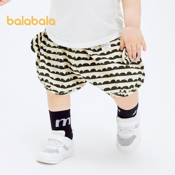 Balabala嬰兒褲嬰兒短褲薄款男童pp褲女童2024春夏新款時尚可愛