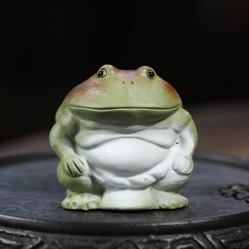 紫砂茶寵青蛙小擺件手工創意相撲金蟾茶道茶具配件茶桌茶玩可養