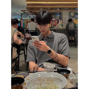 MRCYC麻花紋翻領針織短袖男夏季寬松Polo衫短T韓系老錢風半袖T恤