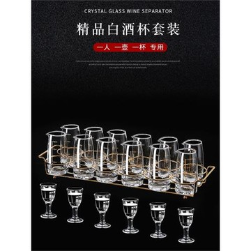 無鉛玻璃白酒杯酒具套裝家用12只一杯一壺一口杯高檔分酒器小酒盅