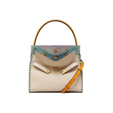 TORY BURCH TB Lee Radziwil22春夏皮革磁扣開閤中間隔層清新撞色 女款小號單肩斜跨斜背包 手提包 88207~【 菲尼斯 國際精品 ★ 疊加現抵$1300 】