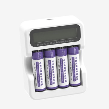 POLYBATT 3號AA/4號AAA 可充式鋰電池(4顆)+專用液晶顯示充電器