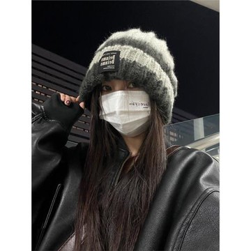 TUshu/大頭圍拽姐氣質bi備～秋冬保暖百搭毛線帽子顯臉小針織帽潮