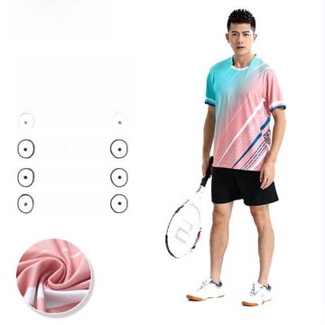 施奧德羽毛球服男女網球服訓練服比賽衣服乒乓球服湖藍色男款