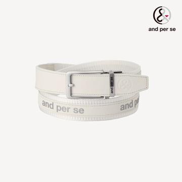 【and per se】男款白色合成皮革設計可調滑扣自由裁剪皮帶  DGV07435