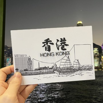 香港風景 立體字 明信片 衍紙 捲紙