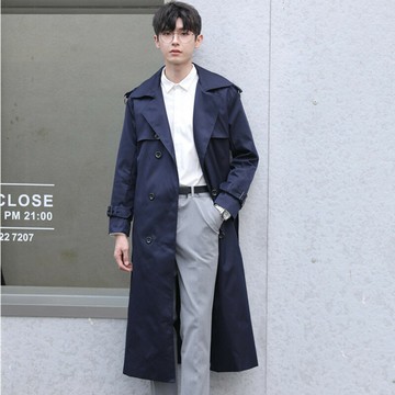 【英倫過膝】男士風衣 長款風衣 韓版風衣 春秋外套 大衣男 加厚保暖 大碼寬鬆 雙排扣設計 秋季出行必備