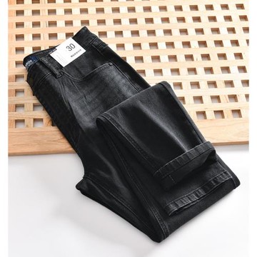 限定級牛貨 舒適棉彈 外貿男裝尾貨做舊水洗修身直筒休閑牛仔褲黑