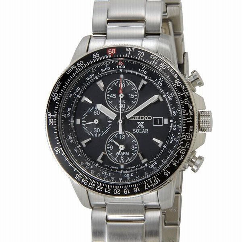 セイコー SEIKO メンズ 腕時計 SSC009P1 SOLAR CHRONOGRAPH ソーラー クロノグラフ パイロットクロノ  ブラック×シルバー ブランド | LINEショッピング