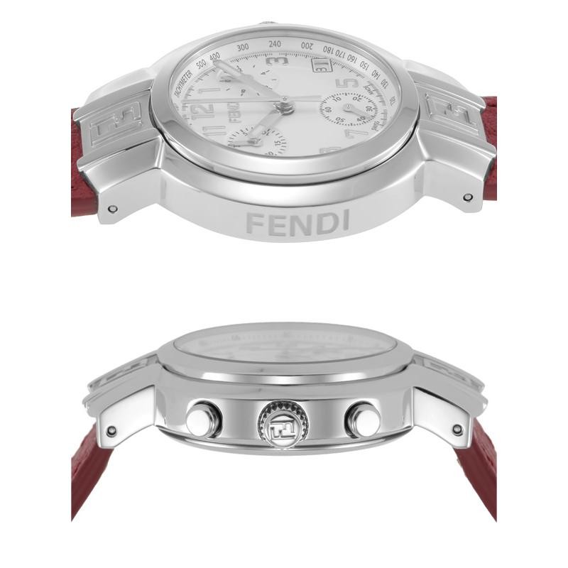 FENDI フェンディ 腕時計 レディース スイス製 女性用 ズッカ クロノグラフ 32mm FF 革ベルト ホワイト レッド ブランド  F112100102 | LINEショッピング