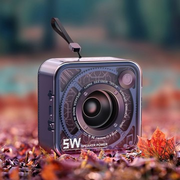 新款 5W透明機甲風小鋼炮 炫彩 户外 便攜式 低音炮 音樂氛圍
