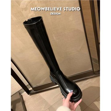 貓不理MEOWBELIEVE厚底高筒靴女不過膝長靴秋冬騎士靴加絨長筒靴