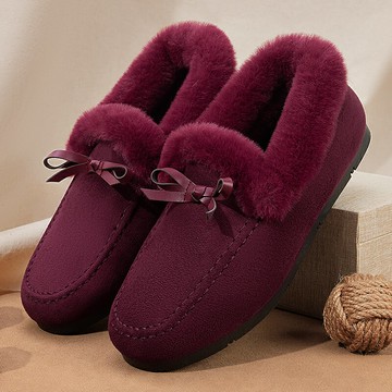 毛毛鞋 毛毛拖鞋 棉拖鞋 棉鞋女冬季刷毛加厚保暖中老年二棉媽媽老北京毛毛鞋秋『ZW6482』