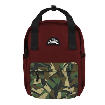 Grinstant混搭可拆組式13吋後背包 - 冒險系列 (深紅色配迷彩綠)