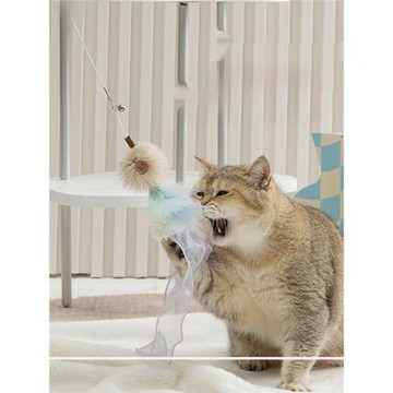 PawsHolic爪迷貓咪逗貓棒長桿可伸縮櫻花羽毛自嗨解悶貓玩具用品