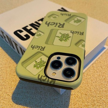 ✨限時特惠✨綠色麻將發菲林雙殼適用iphone15promax手機殼蘋果13新款12高級11