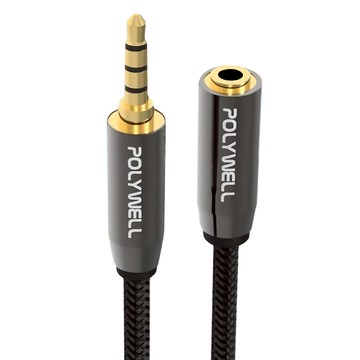 POLYWELL 寶利威爾 公對母 四極 50cm 3.5mm  PW15-W52-B010  黑色  1條