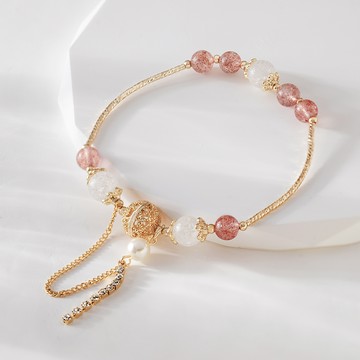 [水晶]MARIGOLD莓好時光草莓晶/爆花白水晶天然石串珠手鍊 【KMD648】-草莓晶+白水晶