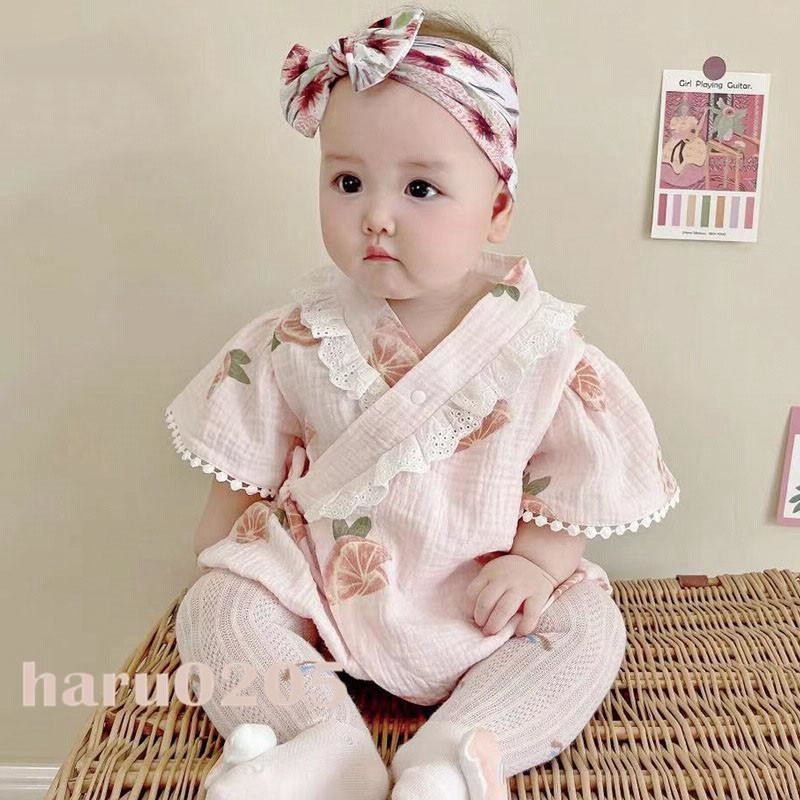 ベビー服 ロンパース 綿 100 ガーゼ 新生児 赤ちゃん キッズ服 女の子 子供服 満月 百日 半袖 韓国 通販 Lineポイント最大get Lineショッピング