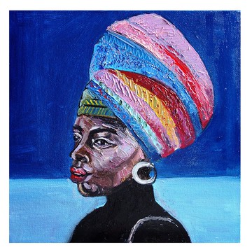 抽象 女孩 繪畫 油 非洲 女人 原始藝術 藝術品 Impasto Canvas Art