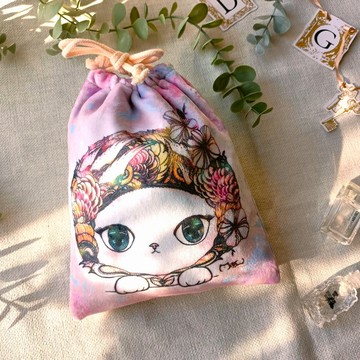 束口袋 | 法蘭絨 - 撒嬌暖暖貓