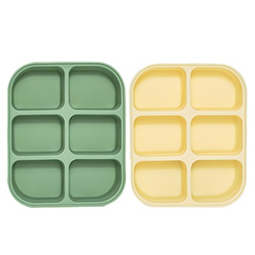 MODU'I BLUEMAMA 6格矽膠嬰兒副食品分裝盒 Set  薄荷綠 + 奶油黃  378ml  2個