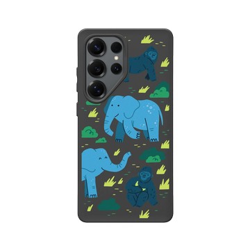 Galaxy S25 Ultra SolidSuit 黑 - RHINOSHIELD X Taipei Zoo - 非洲區插畫（西部低地大猩猩、非洲象）