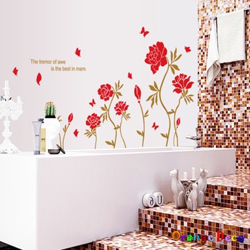 【橘果設計】紅玫瑰 壁貼 牆貼 壁紙 DIY組合裝飾佈置